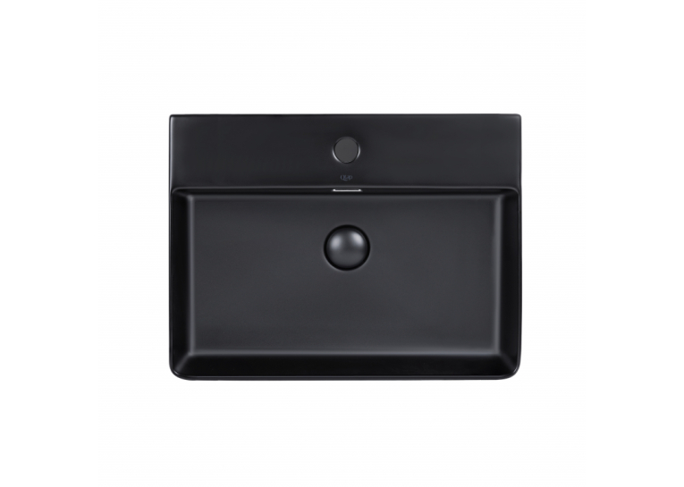  Раковина Qtap Nando LT 600х420х120 Matt black з донним клапаном (QT12112173MBMB)