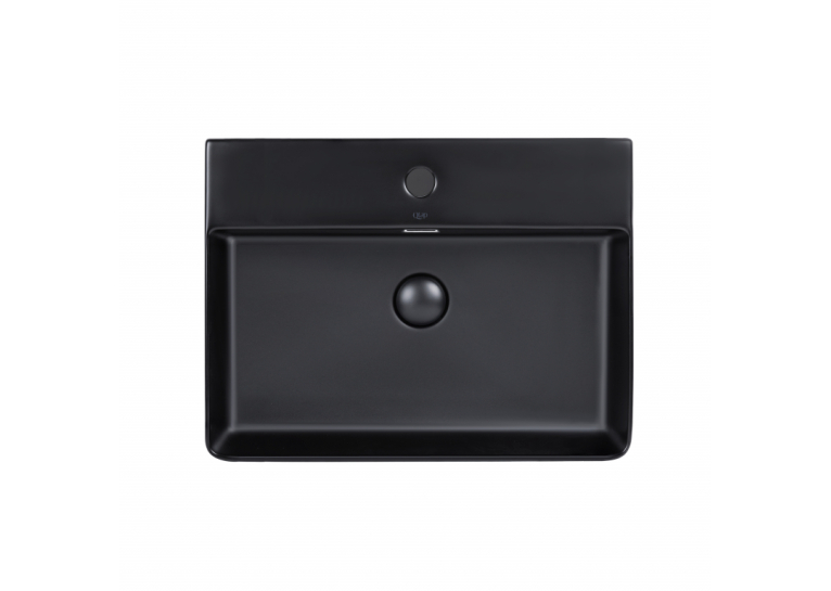  Раковина Qtap Nando LT 600х420х120 Matt black з донним клапаном (QT12112173MBMB)