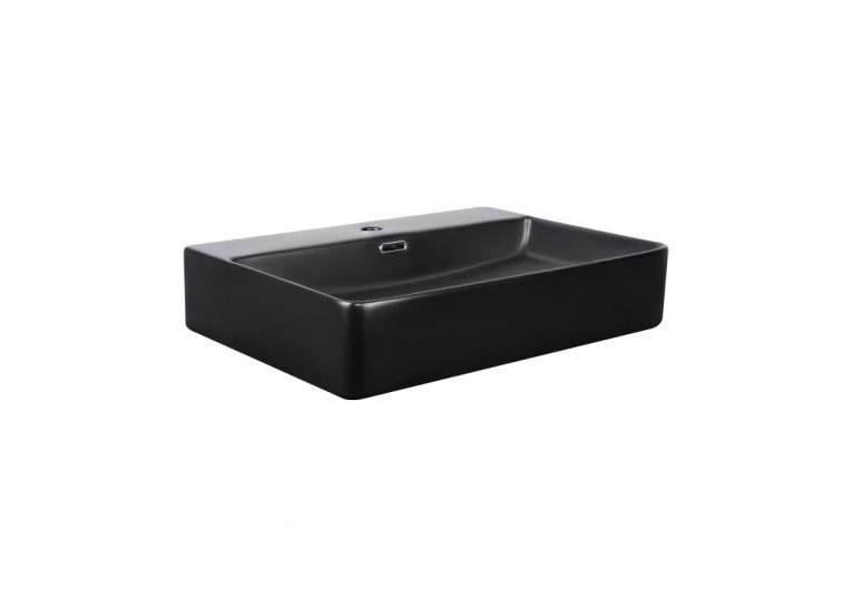  Раковина Qtap Nando LT 600х420х120 Matt black з донним клапаном (QT12112173MBMB)