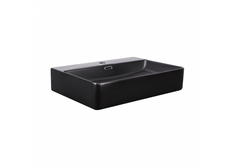  Раковина Qtap Nando LT 600х420х120 Matt black з донним клапаном (QT12112173MBMB)