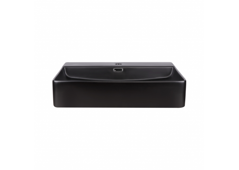  Раковина Qtap Nando LT 600х420х120 Matt black з донним клапаном (QT12112173MBMB)