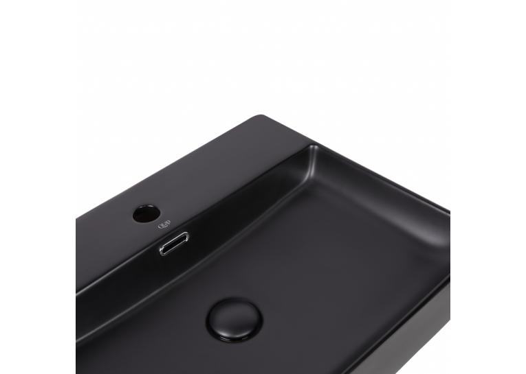  Раковина Qtap Nando LT 600х420х120 Matt black з донним клапаном (QT12112173MBMB)