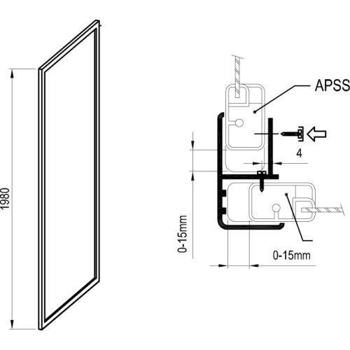 Стенка для душевой кабинки Ravak APSS-90 198 белый+transparent 940701R2Z1