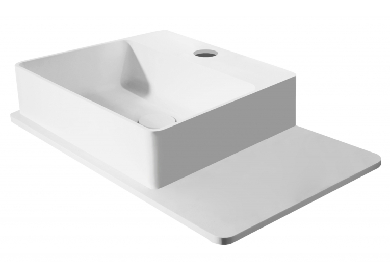  Раковина підвісна кам'яна Volle Solid surface з поличкою 58х37 см білий 13-40-415