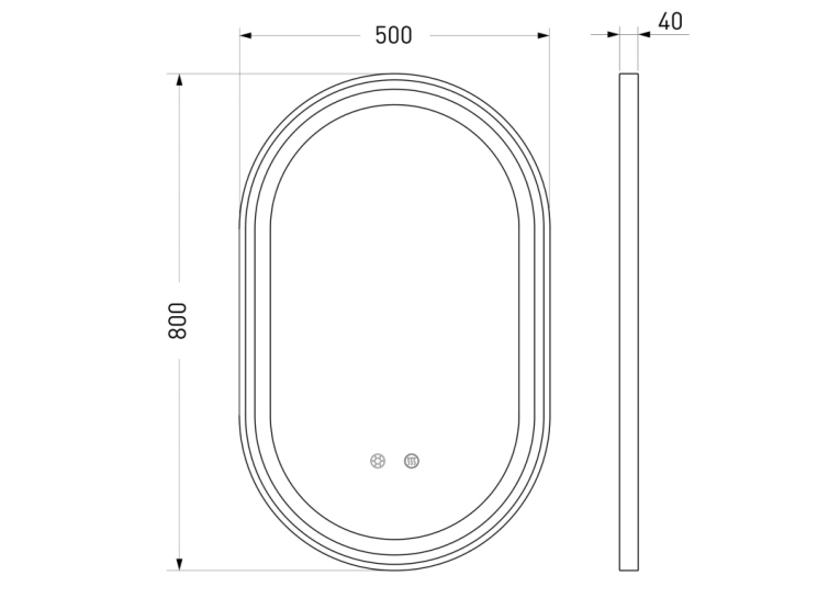 Зеркало овальное Volle 50x80 см 16-42-500B с подсветкой