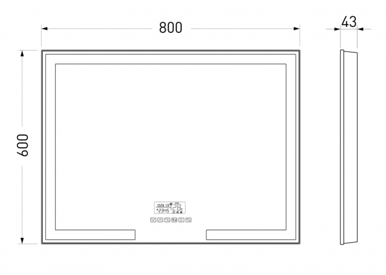 Зеркало прямоугольное Volle 80x60 см 16-14-800 с подсветкой, bluetooth, температура