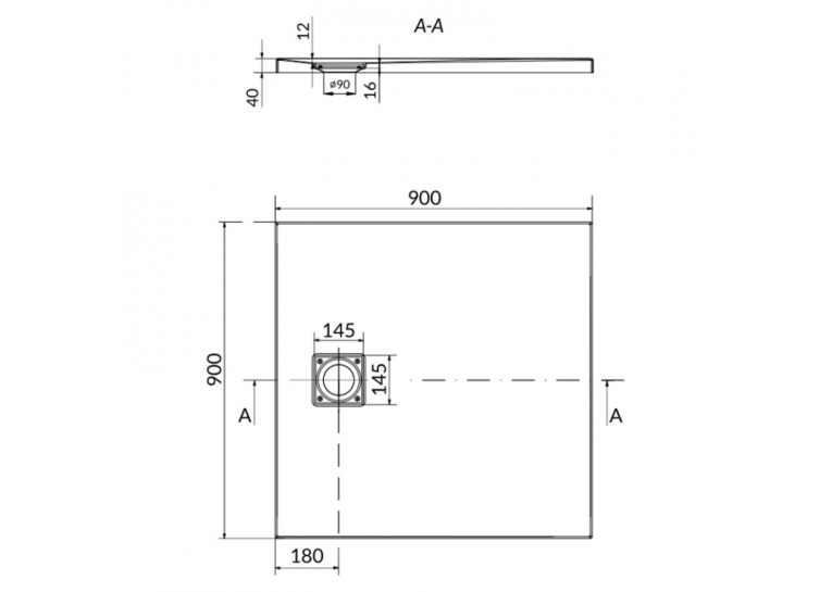  Піддон акриловий Cersanit TAKO 90x90 із сифоном S601-122