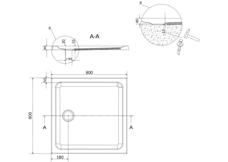 Душовий піддон CERSANIT TAKO 80x80 S204-009