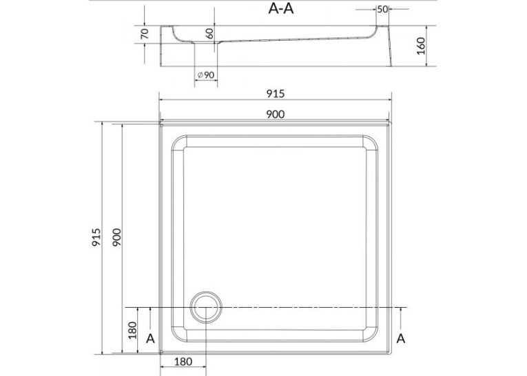  Душовий піддон CERSANIT TAKO 90x90 S204-012