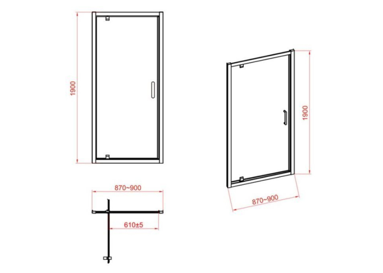  Душові двері CERSANIT ZIP 190x90 S154-006