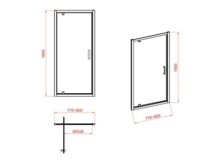  Душові двері CERSANIT ZIP 190x80 S154-005