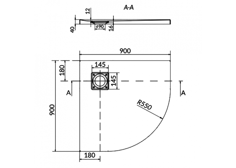 Душевой поддон Cersanit TAKO SLIM 90X4 S204-024-PP
