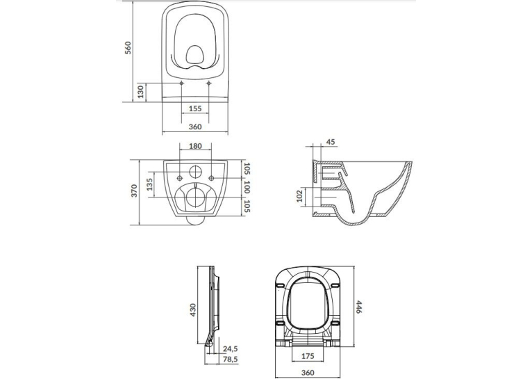 Унитаз подвесной Cersanit Virgo Clean On с сиденьем дюропласт легкосъемным Soft Close (S701-427)