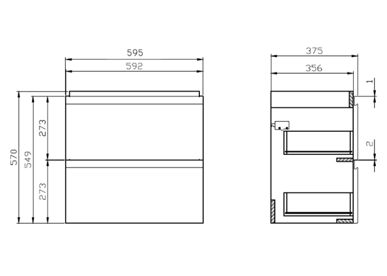  Тумба для умивальника Cersanit Moduo Slim 60 сіра S929-003