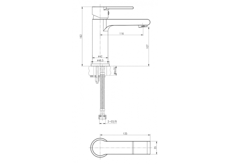 Смеситель для раковины CERSANIT Brasco CLICK-CLACK S951-227