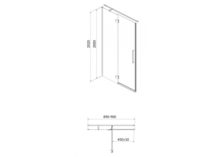 Душевая дверь CERSANIT Crea L 90x200 см S159-005 прозрачное стекло