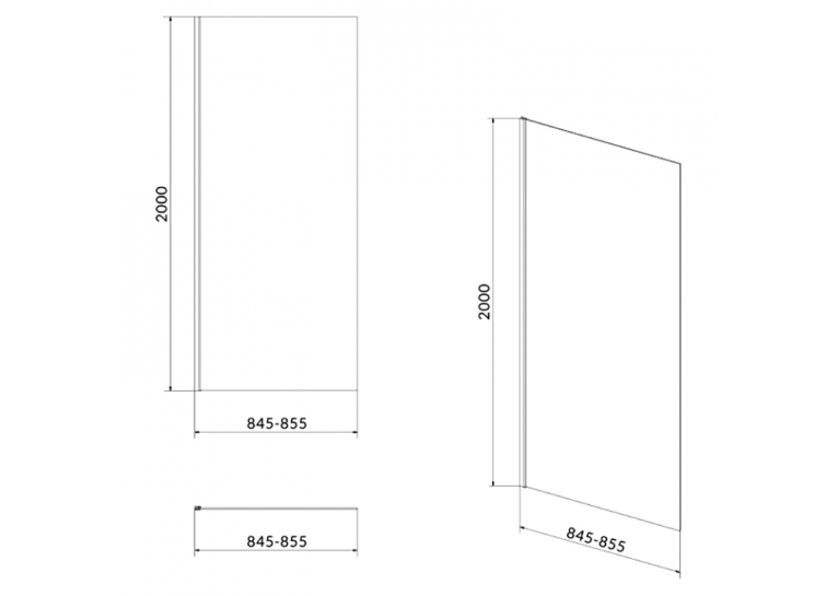  Бічна стінка CERSANIT Crea 90x200 см S159-010 прозоре скло