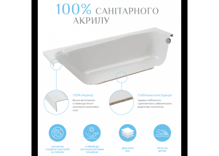  Ванна акрилова RADAWAY ARIDEA Lux 200x90 (WA1-24-200x090US) + ніжки (NWE-68) + сифон R135L