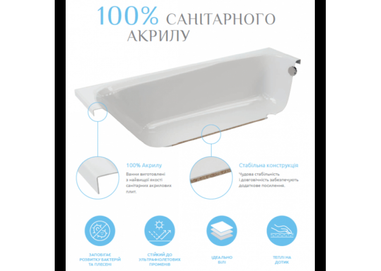  Ванна акрилова RADAWAY ARIDEA Lux 200x90 (WA1-24-200x090US) + ніжки (NWE-68) + сифон R135L