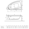  Ванна акрилова RADAWAY RINEIA 150x095 (WA1-31-150x095LS) + ніжки (NWE-68) + сифон R135L