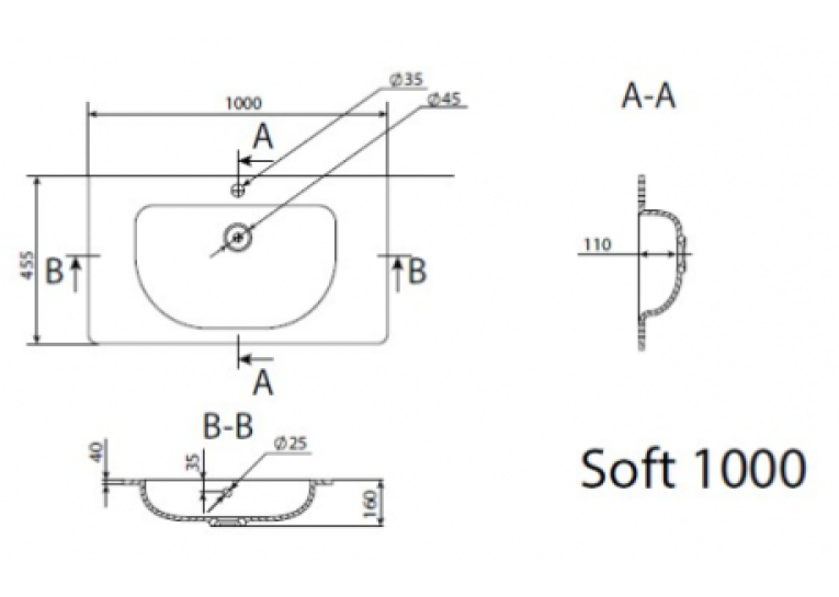 Раковина Radaway Soft 100х45,5 U124100-02-01