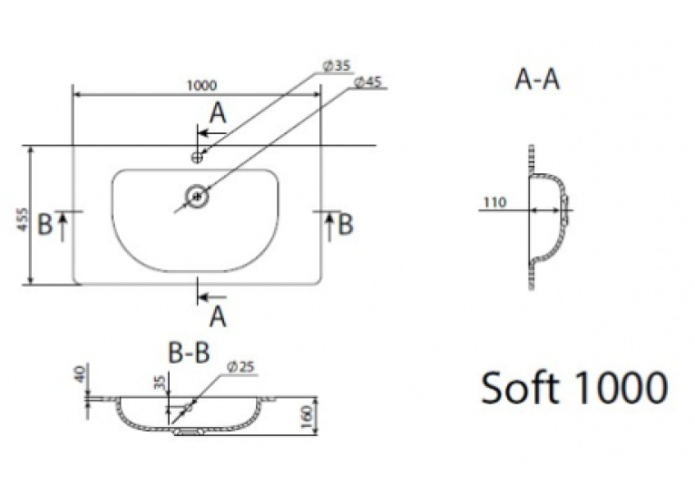  Раковина Radaway Soft 100х45,5 U124100-02-01