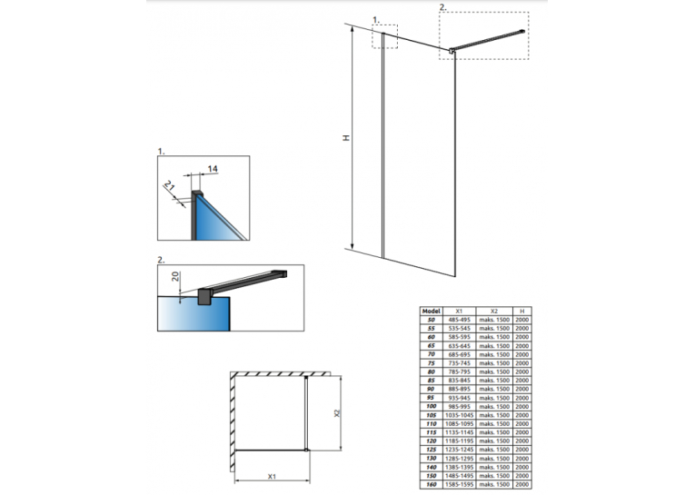  Душова перегородка Radaway Modo II New Black Frame 900x2000 389094-54-56
