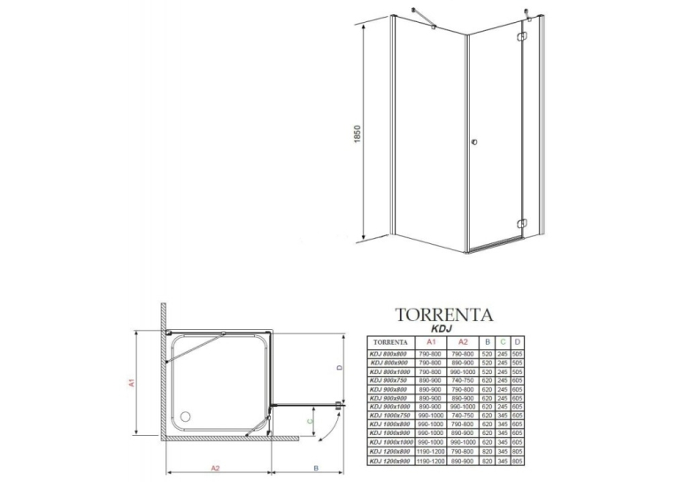 Душевая кабина Radaway Torrenta KDJ 900Lx900x1850 хром/графит 32202-01-05NL