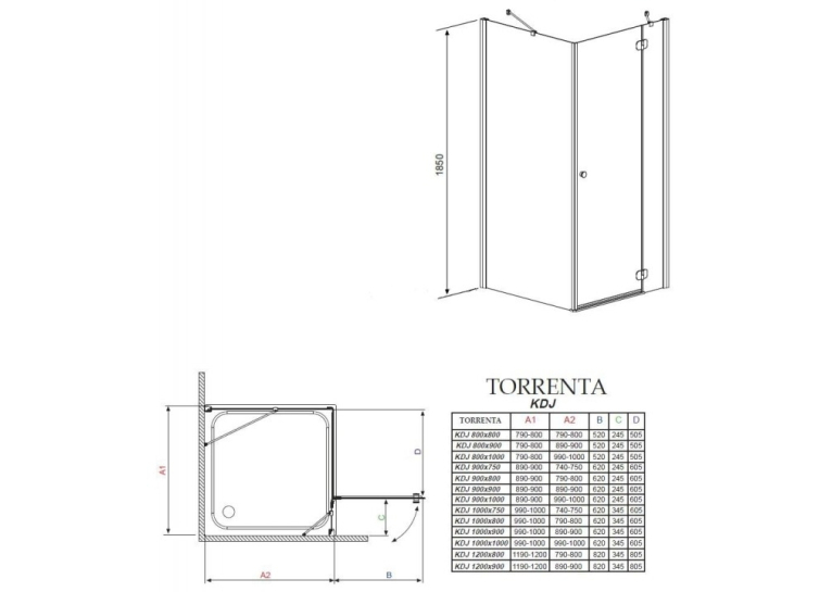Душевая кабина Radaway Torrenta KDJ 900Lx900x1850 хром/графит 32202-01-05NL