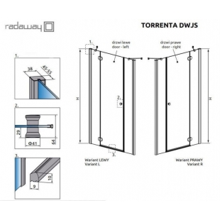 Душевые двери Radaway Torrenta DWJS G812Rx1850 хром/прозрачное стекло 320812-01-01R