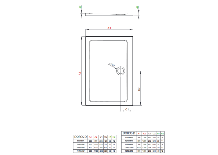  Душовий піддон Radaway Doros D 1000x800x50 білий SDRD1080-01