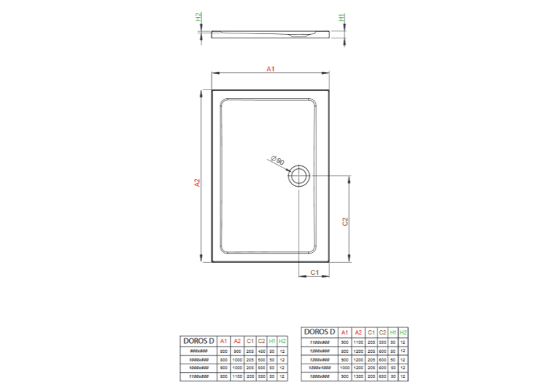  Душовий піддон Radaway Doros D 1100x800x50 білий SDRD1180-01