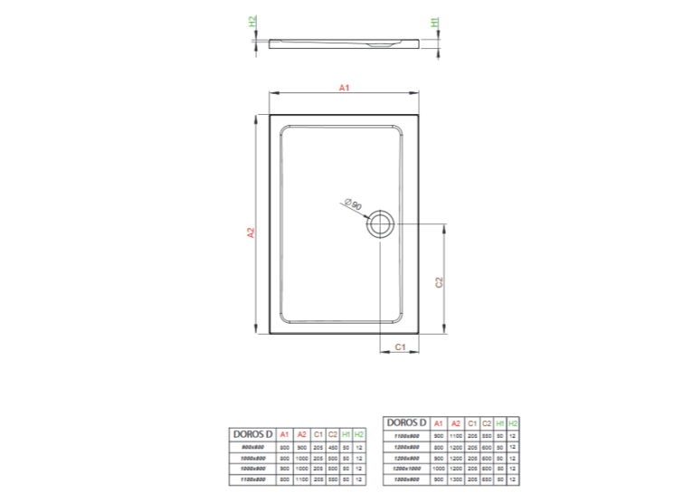  Душовий піддон Radaway Doros D 1100x800x50 білий SDRD1180-01