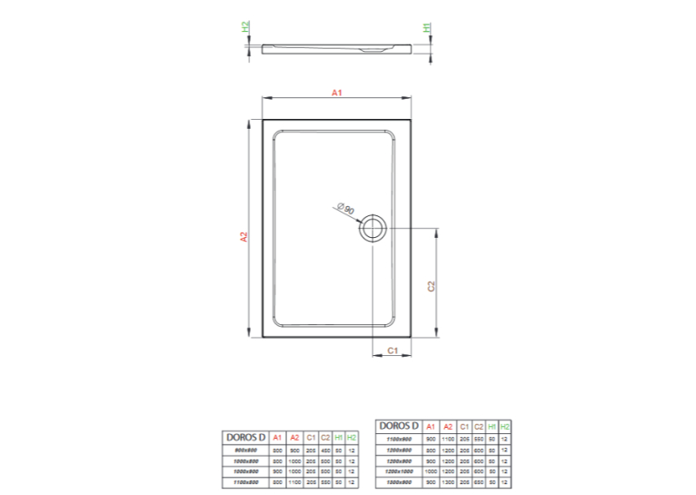 Душевой поддон Radaway Doros D 1100x900x50 белый SDRD1190-01