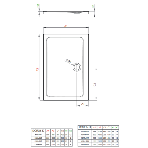 Душовий піддон Radaway Doros D 1200x1000x50 білий SDRD1210-01