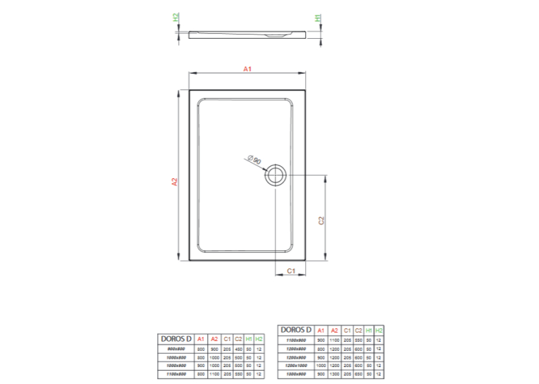  Душовий піддон Radaway Doros D 1200x800x50 білий SDRD1280-01