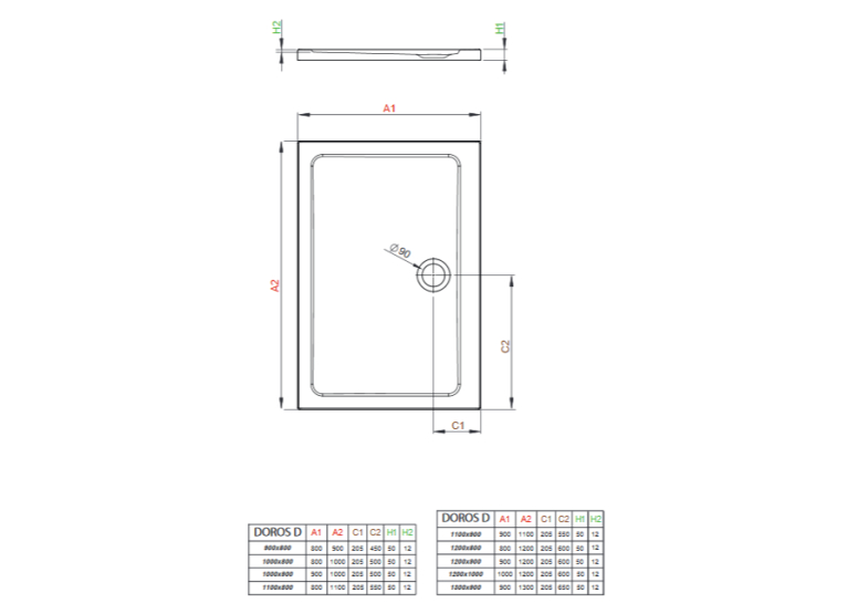  Душовий піддон Radaway Doros D 1200x800x50 білий SDRD1280-01