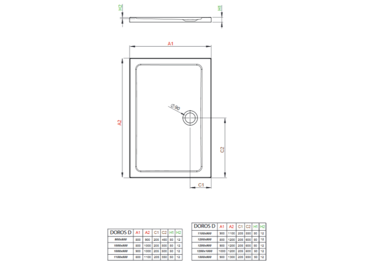  Душовий піддон Radaway Doros D 1200x900x50 білий SDRD1290-01