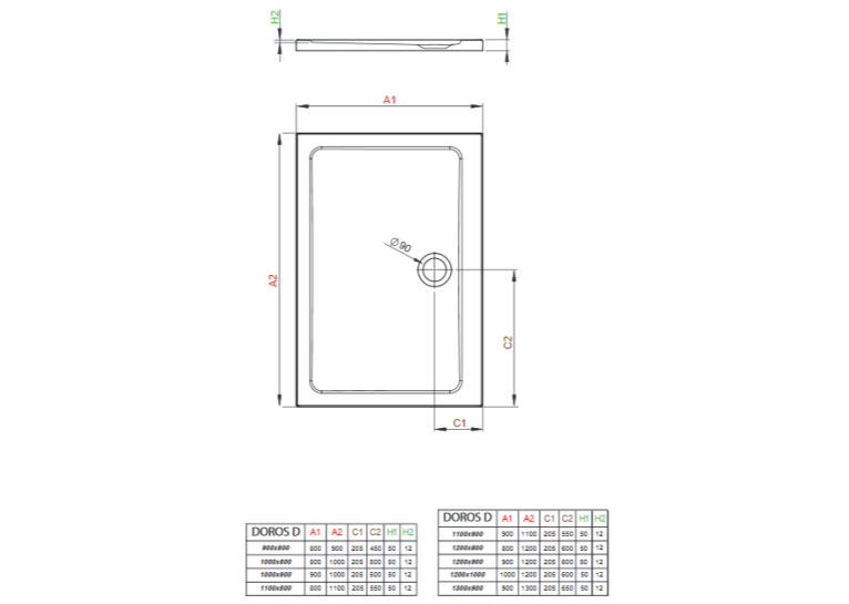  Душовий піддон Radaway Doros D 1200x900x50 білий SDRD1290-01