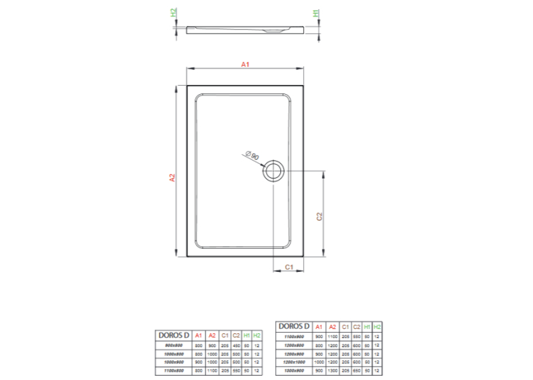 Душовий піддон Radaway Doros D 1300x900x50 білий SDRD1390-01
