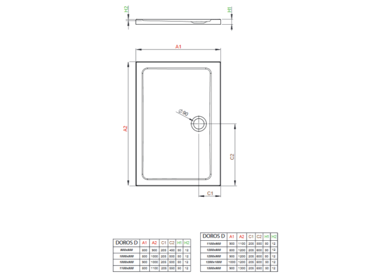 Душевой поддон Radaway Doros D 1300x900x50 белый SDRD1390-01