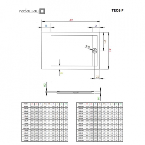 Душовий піддон Radaway Teos F 1200x700x40 білий HTF12070-04
