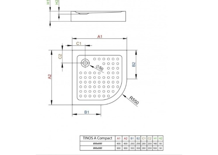 Душевой поддон Radaway Tinos A Compact 800x800x160 белый S4TIA8080-08