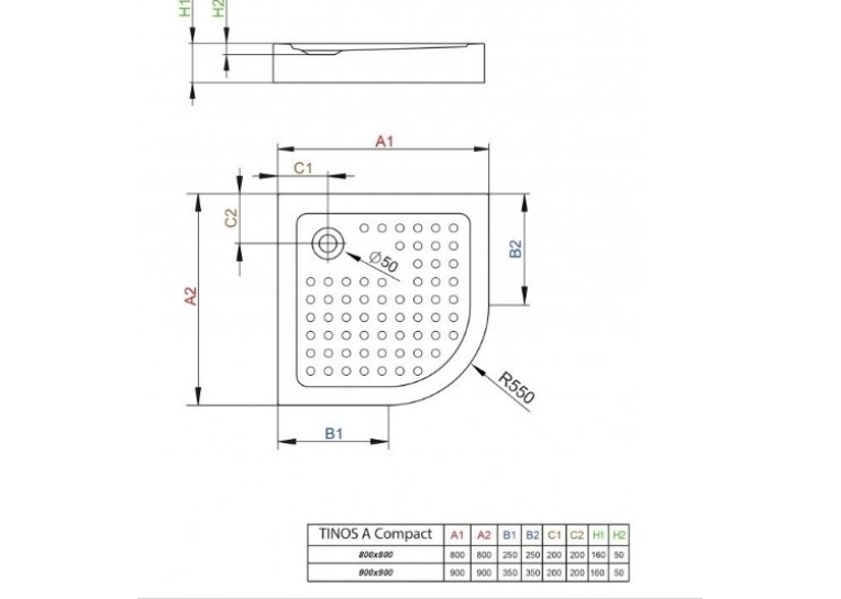  Душовий піддон Radaway Tinos A Compact 900x900x160 білий S4TIA9090-08