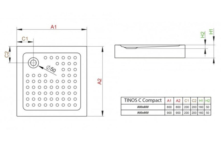 Душевой поддон Radaway Tinos С Compact 800x800x160 белый S4TIC8080-08