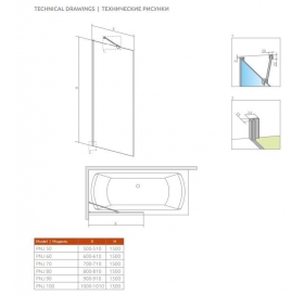 Шторка для ванны Radaway Idea Black PNJ 700x1500 чёрный/прозрачное стекло 10001070-54-01