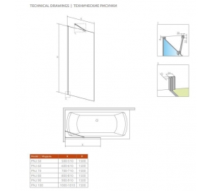 Шторка для ванни Radaway Idea Black PNJ 700x1500 чорний/прозоре скло 10001070-54-01