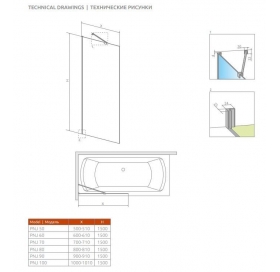 Шторка для ванны Radaway Idea Black PNJ Frame 800x1500 чёрный/frame 10001080-54-56