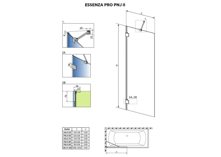 Шторка для ванны Radaway Essenza Pro White PNJ II 700x1500 белый/прозрачное стекло 10101070-04-01