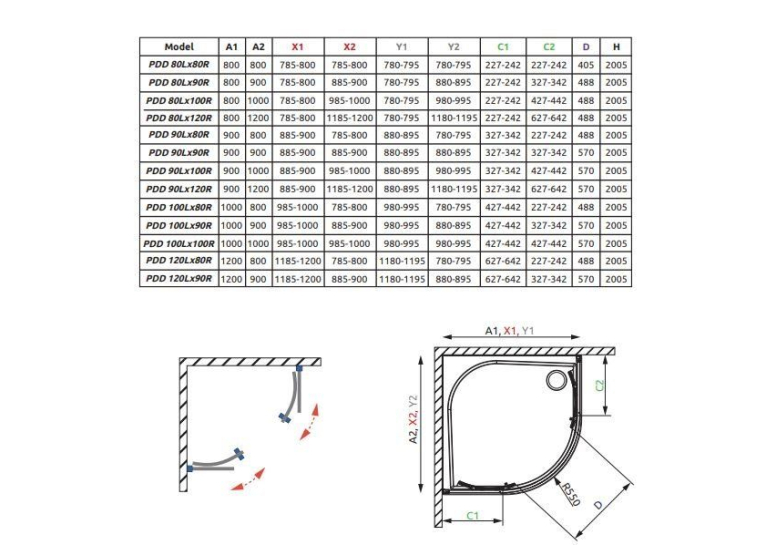  Душові двері RADAWAY Idea PDD 900x2000 хром/прозоре скло 387139-01-01